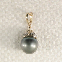 Load image into Gallery viewer, 14k Yellow Gold Enhance-Bale &amp; Diamond Black Tahitian Pearl Pendant