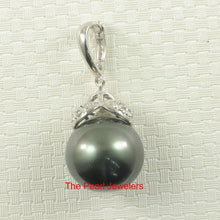 Load image into Gallery viewer, 14k White Gold Enhance-Bale &amp; Diamond Black Tahitian Pearl Pendant
