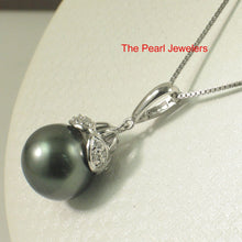 Load image into Gallery viewer, 14k White Gold Enhance-Bale &amp; Diamond Black Tahitian Pearl Pendant
