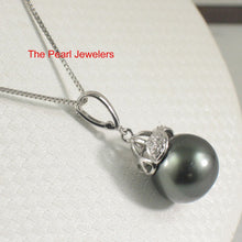 Load image into Gallery viewer, 14k White Gold Enhance-Bale &amp; Diamond Black Tahitian Pearl Pendant