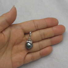 Load image into Gallery viewer, 14k White Gold Enhance-Bale &amp; Diamond Black Tahitian Pearl Pendant