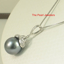 Load image into Gallery viewer, 14k White Gold Enhance-Bale &amp; Diamond Black Tahitian Pearl Pendant