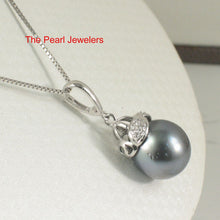 Load image into Gallery viewer, 14k White Gold Enhance-Bale &amp; Diamond Black Tahitian Pearl Pendant