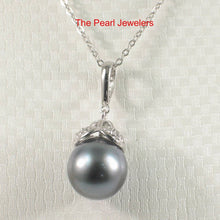 Load image into Gallery viewer, 14k White Gold Enhance-Bale &amp; Diamond Black Tahitian Pearl Pendant