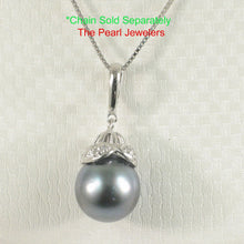 Load image into Gallery viewer, 14k White Gold Enhance-Bale &amp; Diamond Black Tahitian Pearl Pendant