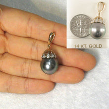 Load image into Gallery viewer, 14k Yellow Gold Enhance-Style Bale &amp; 6-Diamond Tahitian Pearl Pendant