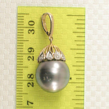 Load image into Gallery viewer, 14k Yellow Gold Enhance-Style Bale &amp; 6-Diamond Tahitian Pearl Pendant