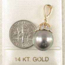 Load image into Gallery viewer, 14k Yellow Gold Enhance-Style Bale &amp; 6-Diamond Tahitian Pearl Pendant