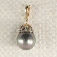 Load image into Gallery viewer, 14k Yellow Gold Enhance-Style Bale &amp; 6-Diamond Tahitian Pearl Pendant