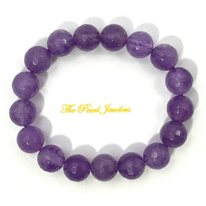 10mm Amethyst Faceted Gemstone Stretchy Bracelet