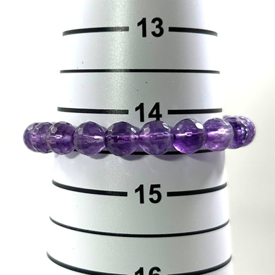8mm Faceted Amethyst Stretchy Bracelet