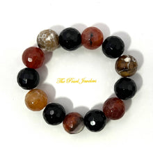 Load image into Gallery viewer, 14mm Faceted Fire Agate Beads Stretch Bracelet