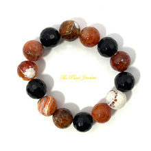 Load image into Gallery viewer, 14mm Faceted Fire Agate Beads Stretch Bracelet