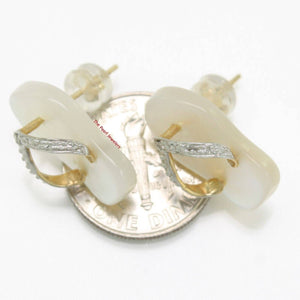 14K Yellow Gold Diamond & Flip-Flop Mother of Pearl Earrings