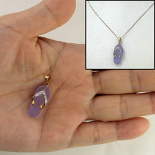 Load image into Gallery viewer, Flip-Flop Slipper Lavender Jade 14k Solid Yellow Gold Diamonds Pendant Necklace