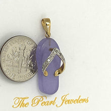 Load image into Gallery viewer, Flip-Flop Slipper Lavender Jade 14k Solid Yellow Gold Diamonds Pendant Necklace