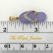 Load image into Gallery viewer, Flip-Flop Slipper Lavender Jade 14k Solid Yellow Gold Diamonds Pendant Necklace