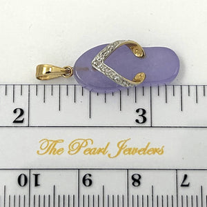 Flip-Flop Slipper Lavender Jade 14k Solid Yellow Gold Diamonds Pendant Necklace