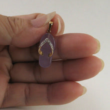 Load image into Gallery viewer, Flip-Flop Slipper Lavender Jade 14k Solid Yellow Gold Diamonds Pendant Necklace