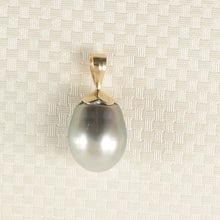 Load image into Gallery viewer, 14k Yellow Gold Flower-Bale &amp; Diamond Blue Tahitian Pearl Pendant