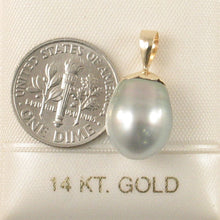 Load image into Gallery viewer, 14k Yellow Gold Flower-Bale &amp; Diamond Blue Tahitian Pearl Pendant
