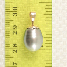 Load image into Gallery viewer, 14k Yellow Gold Flower-Bale &amp; Diamond Blue Tahitian Pearl Pendant