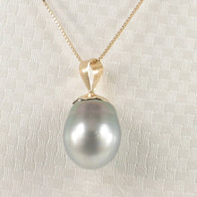 Load image into Gallery viewer, 14k Yellow Gold Flower-Bale &amp; Diamond Blue Tahitian Pearl Pendant