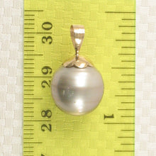 Load image into Gallery viewer, 14k Yellow Gold Flower-Bale &amp; Diamond Silver Tahitian Pearl Pendant