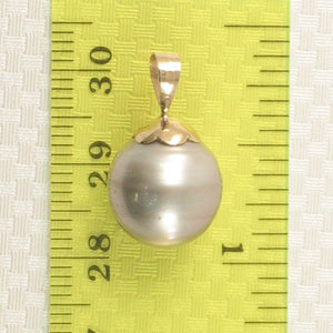 14k Yellow Gold Flower-Bale & Diamond Silver Tahitian Pearl Pendant