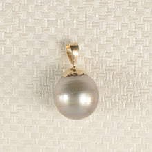Load image into Gallery viewer, 14k Yellow Gold Flower-Bale &amp; Diamond Silver Tahitian Pearl Pendant