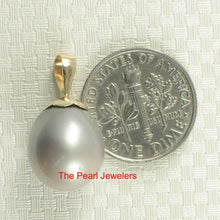 Load image into Gallery viewer, 14k Yellow Gold Flower-Bale &amp; Diamond Smoke Tahitian Pearl Pendant