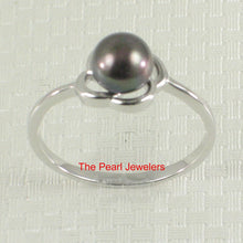 Load image into Gallery viewer, Solid Sterling Silver .925 Flower-Design Black-Blue Freshwater Pearl Solitaire Ring