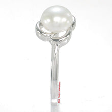 Load image into Gallery viewer, Solid Sterling Silver .925 Flower-Design White Freshwater Pearl Solitaire Ring