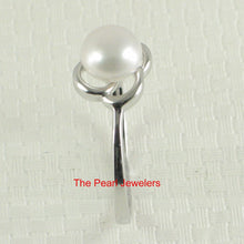 Load image into Gallery viewer, Solid Sterling Silver .925 Flower-Design White Freshwater Pearl Solitaire Ring