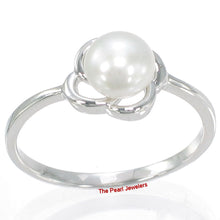 Load image into Gallery viewer, Solid Sterling Silver .925 Flower-Design White Freshwater Pearl Solitaire Ring