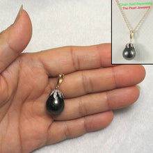 Load image into Gallery viewer, 14k Yellow Gold Flowery-Cap Enhance Bale &amp; Diamond Baroque Tahitian Pearl Pendant