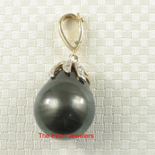 Load image into Gallery viewer, 14k Yellow Gold Flowery-Cap Enhance Bale &amp; Diamond Baroque Tahitian Pearl Pendant