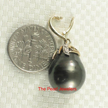 Load image into Gallery viewer, 14k Yellow Gold Flowery-Cap Enhance Bale &amp; Diamond Baroque Tahitian Pearl Pendant