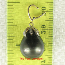 Load image into Gallery viewer, 14k Yellow Gold Flowery-Cap Enhance Bale &amp; Diamond Baroque Tahitian Pearl Pendant