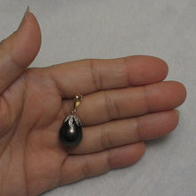 Load image into Gallery viewer, 14k Yellow Gold Flowery-Cap Enhance Bale &amp; Diamond Baroque Tahitian Pearl Pendant