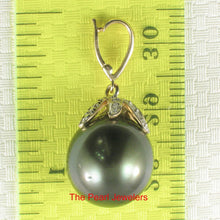 Load image into Gallery viewer, 14k Yellow Gold Flowery-Cap Enhance Bale &amp; Diamond Baroque Tahitian Pearl Pendant