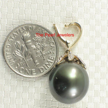Load image into Gallery viewer, 14k Yellow Gold Flowery-Cap Enhance Bale &amp; Diamond Baroque Tahitian Pearl Pendant