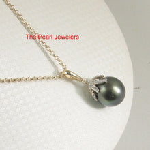 Load image into Gallery viewer, 14k Yellow Gold Flowery-Cap Enhance Bale &amp; Diamond Baroque Tahitian Pearl Pendant