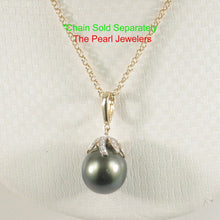 Load image into Gallery viewer, 14k Yellow Gold Flowery-Cap Enhance Bale &amp; Diamond Baroque Tahitian Pearl Pendant