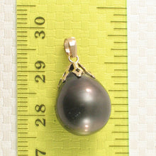 Load image into Gallery viewer, 14k Yellow Gold Flowery-Cap &amp; Diamond Baroque Tahitian Pearl Pendant