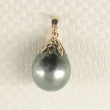 Load image into Gallery viewer, 14k Yellow Gold Flowery-Cap &amp; Diamond Baroque Tahitian Pearl Pendant