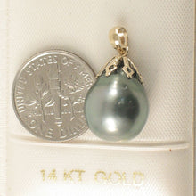 Load image into Gallery viewer, 14k Yellow Gold Flowery-Cap &amp; Diamond Baroque Tahitian Pearl Pendant