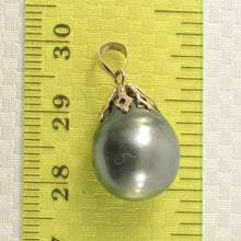 Load image into Gallery viewer, 14k Yellow Gold Flowery-Cap &amp; Diamond Baroque Tahitian Pearl Pendant