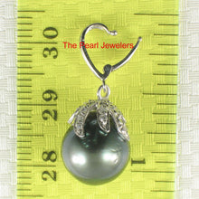 Load image into Gallery viewer, 14k White Gold Flowery-Cup Bale &amp; Diamond Baroque Tahitian Pearl Pendant