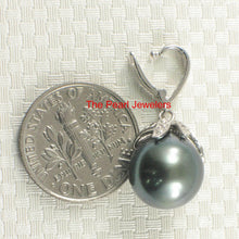 Load image into Gallery viewer, 14k White Gold Flowery-Cup Bale &amp; Diamond Baroque Tahitian Pearl Pendant